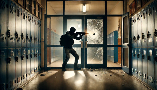 active shooter enters school through glass doors